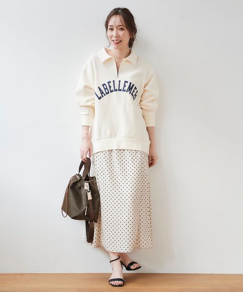 le.coeur blanc（ルクールブラン）の「ハーフジップロゴ裏毛プルオーバー（Tシャツ/カットソー・レディース・グレー/アイボリー・38）」の7枚目の写真