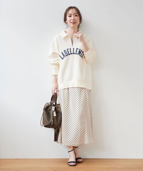 le.coeur blanc（ルクールブラン）の「ハーフジップロゴ裏毛プルオーバー（Tシャツ/カットソー・レディース・グレー/アイボリー・38）」の8枚目の写真