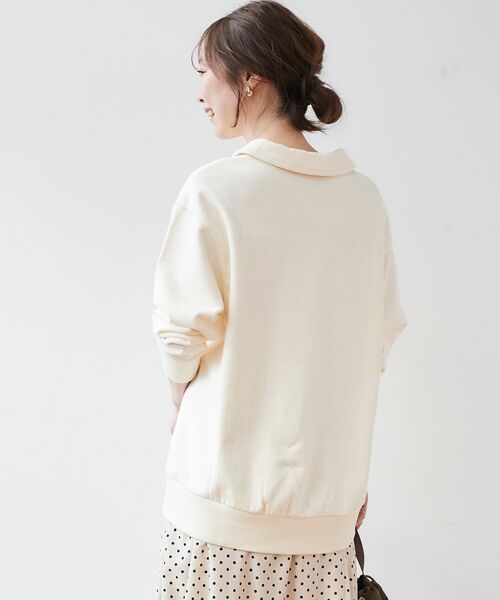 le.coeur blanc（ルクールブラン）の「ハーフジップロゴ裏毛プルオーバー（Tシャツ/カットソー・レディース・グレー/アイボリー・38）」の10枚目の写真