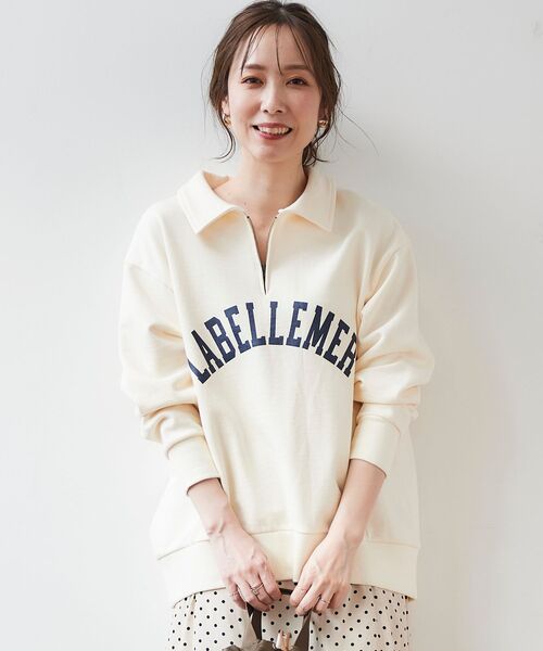 le.coeur blanc（ルクールブラン）の「ハーフジップロゴ裏毛プルオーバー（Tシャツ/カットソー・レディース・グレー/アイボリー・38）」の11枚目の写真