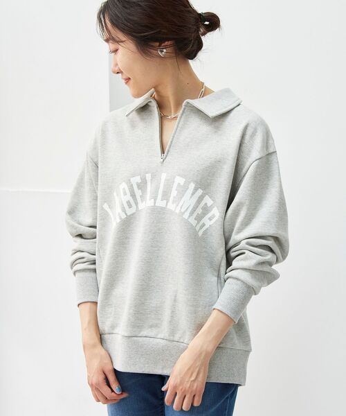 le.coeur blanc（ルクールブラン）の「ハーフジップロゴ裏毛プルオーバー（Tシャツ/カットソー・レディース・グレー/アイボリー・38）」の14枚目の写真