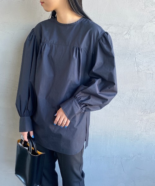 THE SHINZONE（ザ　シンゾーン）の「[THE SHINZONE/ザ シンゾーン] スモックブラウス（シャツ/ブラウス・レディース・ホワイト/ネイビー・34）」の8枚目の写真