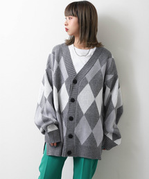 ZIP FIVE | 【loot box】 アーガイル柄 ルーズニットカーディガン(カーディガン/ボレロ)