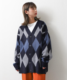 ZIP FIVE | 【loot box】 アーガイル柄 ルーズニットカーディガン(カーディガン/ボレロ)