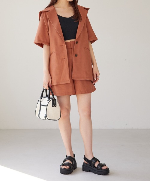 Heather（ヘザー）の「リネンライクハイウエストタックショートパンツ 