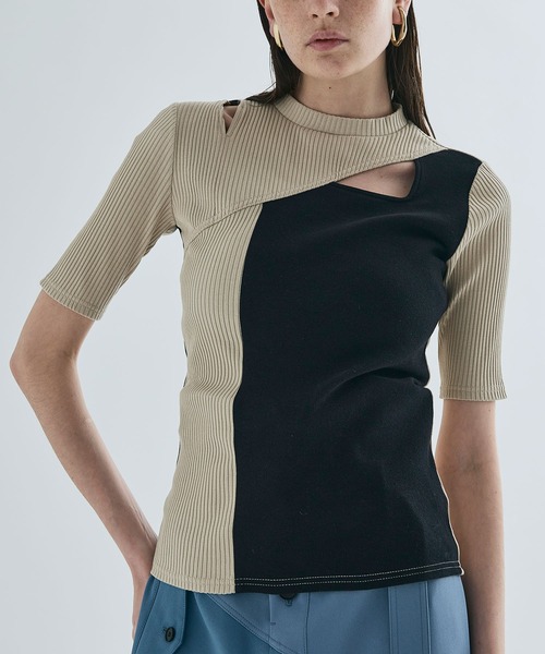 UNITED TOKYO（ユナイテッドトウキョウ）の「アシメカッティングTOPS（Tシャツ/カットソー・レディース・ブラック/ベージュ/ブルー/グリーン・FREE）」の14枚目の写真