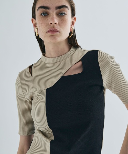 UNITED TOKYO（ユナイテッドトウキョウ）の「アシメカッティングTOPS（Tシャツ/カットソー・レディース・ブラック/ベージュ/ブルー/グリーン・FREE）」の18枚目の写真