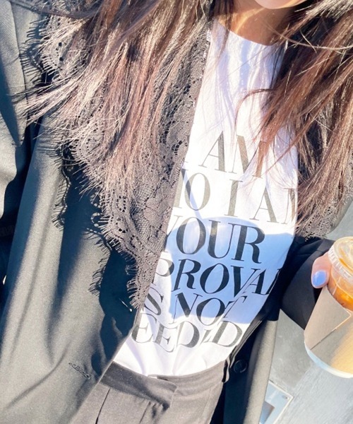 Dalfwin(ダールフィン)の「I AMレタリング半袖Tシャツ(Tシャツ/カットソー・レディース・グリーン/ブラック/ベージュ/バイオレット・FREE)」の15枚目の写真