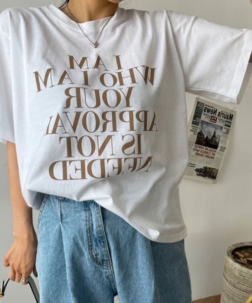 Dalfwin(ダールフィン)の「I AMレタリング半袖Tシャツ(Tシャツ/カットソー・レディース・グリーン/ブラック/ベージュ/バイオレット・FREE)」の20枚目の写真