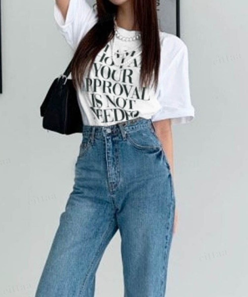 Dalfwin(ダールフィン)の「I AMレタリング半袖Tシャツ(Tシャツ/カットソー・レディース・グリーン/ブラック/ベージュ/バイオレット・FREE)」の12枚目の写真
