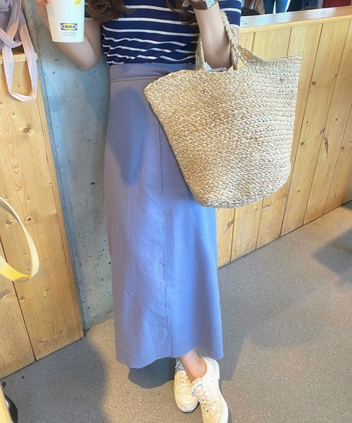 LAUIR（ラウアー）の「リネン混ラップスカート（スカート・レディース・ブラック/ブラウン/アイボリー/ブルーグレー/ワイン/カーキ/モカ・LARGE/X-LARGE/MEDIUM）」の9枚目の写真