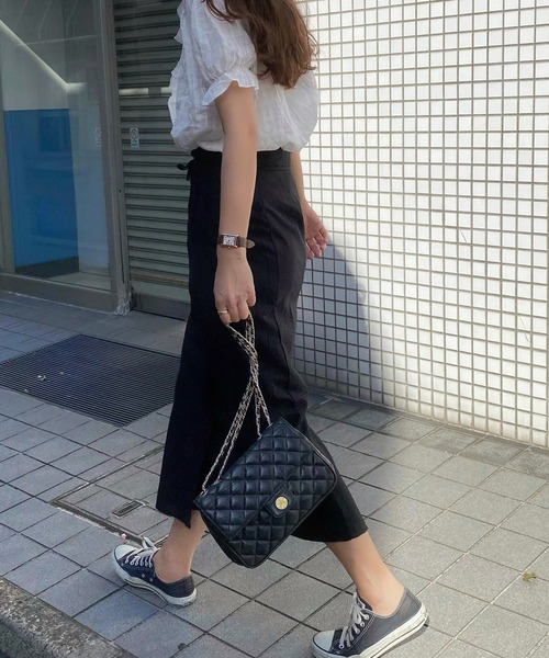 LAUIR（ラウアー）の「リネン混ラップスカート（スカート・レディース・ブラック/ブラウン/アイボリー/ブルーグレー/ワイン/カーキ/モカ・LARGE/X-LARGE/MEDIUM）」の15枚目の写真