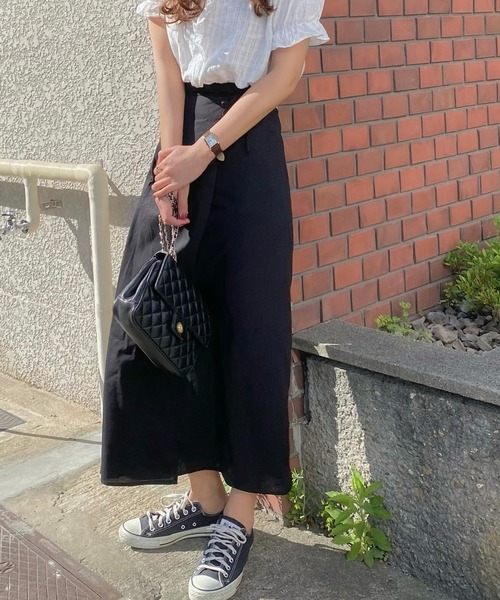 LAUIR（ラウアー）の「リネン混ラップスカート（スカート・レディース・ブラック/ブラウン/アイボリー/ブルーグレー/ワイン/カーキ/モカ・LARGE/X-LARGE/MEDIUM）」の13枚目の写真