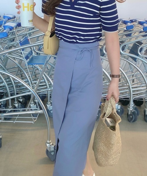 LAUIR（ラウアー）の「リネン混ラップスカート（スカート・レディース・ブラック/ブラウン/アイボリー/ブルーグレー/ワイン/カーキ/モカ・LARGE/X-LARGE/MEDIUM）」の10枚目の写真