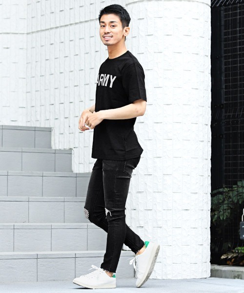 LUXSTYLE(ラグスタイル)の「ARMYプリントTシャツ(Tシャツ/カットソー・メンズ・ホワイト/ブラック/ベージュ・M/L/XL)」の6枚目の写真