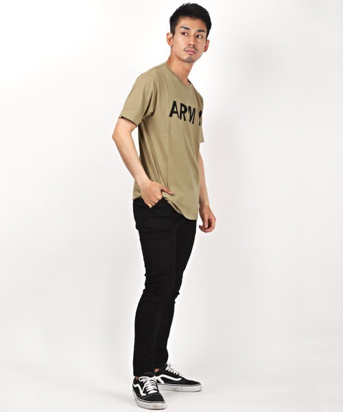 LUXSTYLE(ラグスタイル)の「ARMYプリントTシャツ(Tシャツ/カットソー・メンズ・ホワイト/ブラック/ベージュ・M/L/XL)」の8枚目の写真
