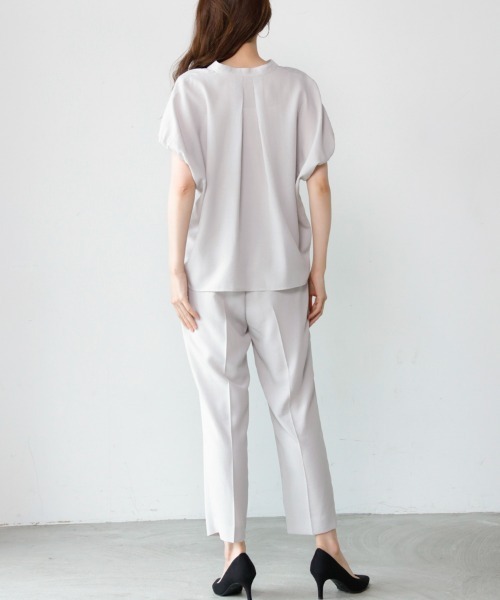 M.deux（エムドゥ）の「リネンライクセットアップ（セットアップ・レディース・ライトグレー/ブラック・MEDIUM）」の7枚目の写真