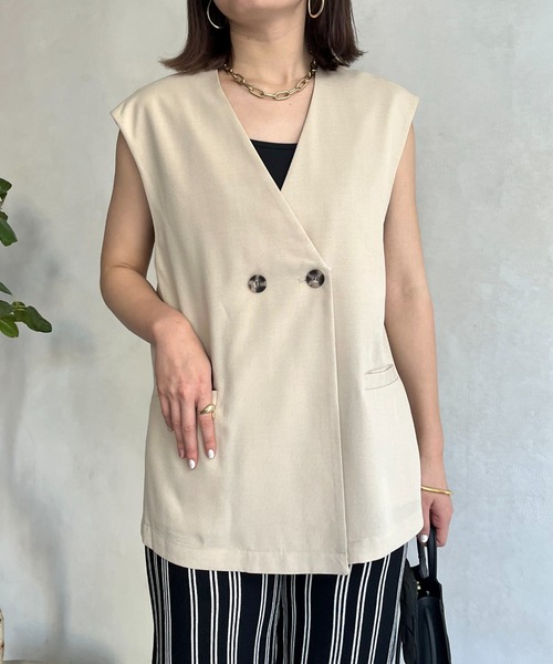 prose verse（プロズヴェール）の「麻調Wボタンジレ（ベスト・レディース・アイボリー/ブラック/ベージュ・MEDIUM）」の11枚目の写真