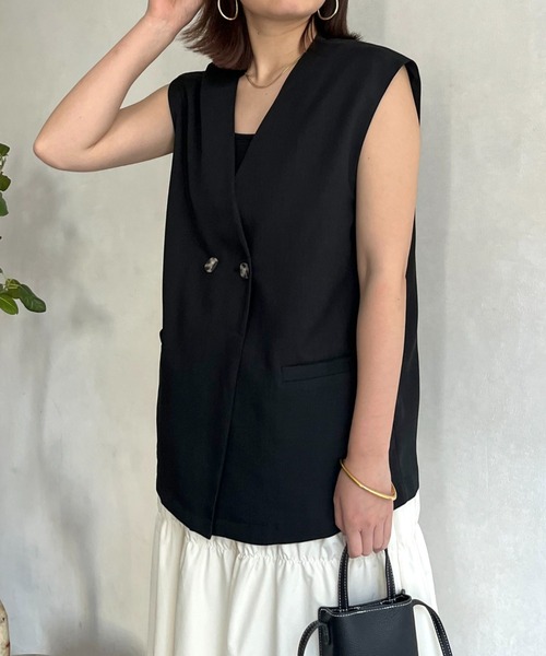 prose verse（プロズヴェール）の「麻調Wボタンジレ（ベスト・レディース・アイボリー/ブラック/ベージュ・MEDIUM）」の15枚目の写真