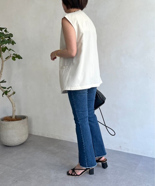 prose verse（プロズヴェール）の「麻調Wボタンジレ（ベスト・レディース・アイボリー/ブラック/ベージュ・MEDIUM）」の4枚目の写真