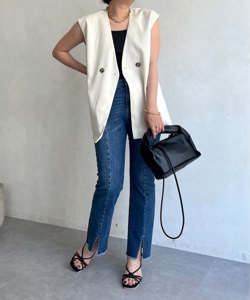 prose verse（プロズヴェール）の「麻調Wボタンジレ（ベスト・レディース・アイボリー/ブラック/ベージュ・MEDIUM）」の14枚目の写真