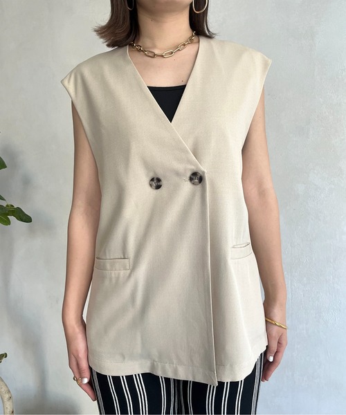 prose verse（プロズヴェール）の「麻調Wボタンジレ（ベスト・レディース・アイボリー/ブラック/ベージュ・MEDIUM）」の22枚目の写真