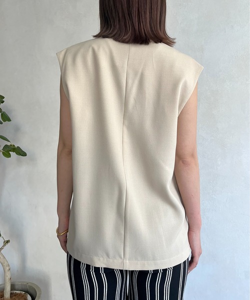 prose verse（プロズヴェール）の「麻調Wボタンジレ（ベスト・レディース・アイボリー/ブラック/ベージュ・MEDIUM）」の6枚目の写真