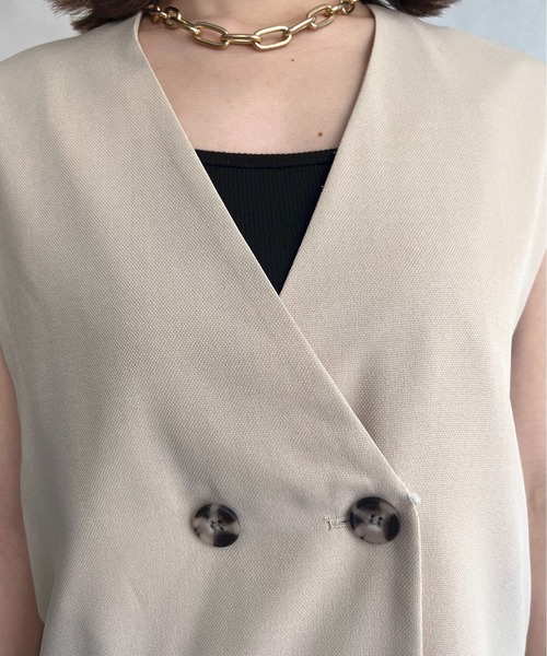 prose verse（プロズヴェール）の「麻調Wボタンジレ（ベスト・レディース・アイボリー/ブラック/ベージュ・MEDIUM）」の16枚目の写真