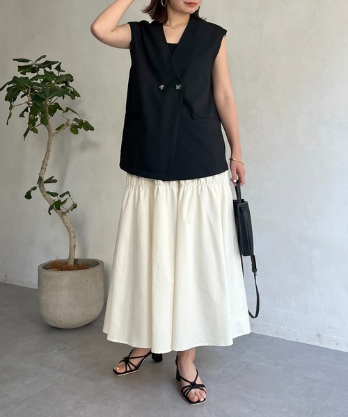 prose verse（プロズヴェール）の「麻調Wボタンジレ（ベスト・レディース・アイボリー/ブラック/ベージュ・MEDIUM）」の9枚目の写真