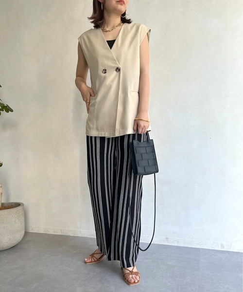 prose verse（プロズヴェール）の「麻調Wボタンジレ（ベスト・レディース・アイボリー/ブラック/ベージュ・MEDIUM）」の8枚目の写真