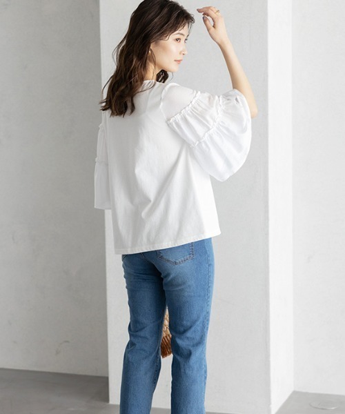 GeeRA(ジーラ)の「シアーフレアースリーブカットソー(Tシャツ/カットソー・レディース・ブラック/オフホワイト・X-LARGE/LARGE/MEDIUM)」の19枚目の写真