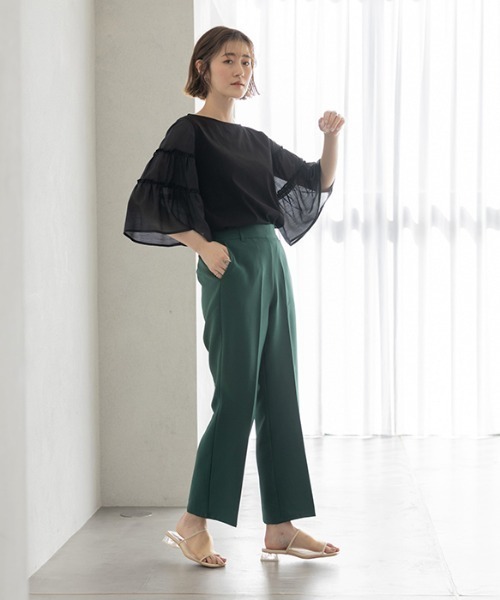 GeeRA(ジーラ)の「シアーフレアースリーブカットソー(Tシャツ/カットソー・レディース・ブラック/オフホワイト・X-LARGE/LARGE/MEDIUM)」の10枚目の写真