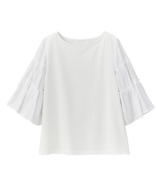 GeeRA(ジーラ)の「シアーフレアースリーブカットソー(Tシャツ/カットソー・レディース・ブラック/オフホワイト・X-LARGE/LARGE/MEDIUM)」の16枚目の写真