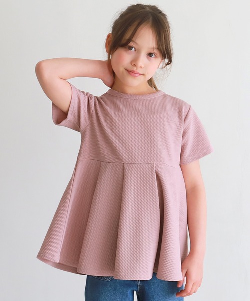 coca（coca）（コカ）の「【WEB限定セール】キッズ エンボスタックチュニック（Tシャツ/カットソー・キッズ・ブラック/ピンク系その他/アイボリー・100/110/120/130/140/150）」の3枚目の写真