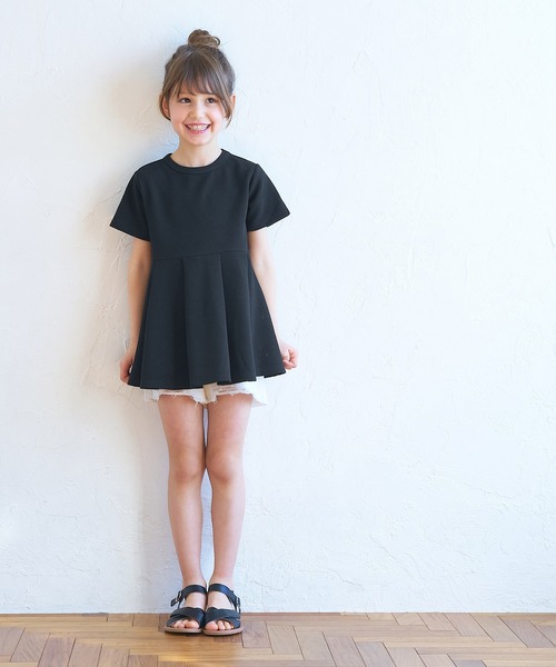 coca（coca）（コカ）の「【WEB限定セール】キッズ エンボスタックチュニック（Tシャツ/カットソー・キッズ・ブラック/ピンク系その他/アイボリー・100/110/120/130/140/150）」の5枚目の写真