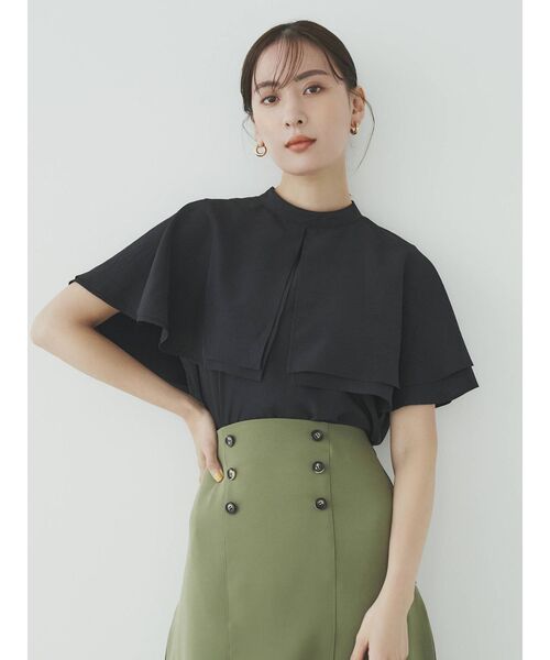 COTORICA（コトリカ）の「ケープカラーブラウス（シャツ/ブラウス・レディース・ブラック/オフホワイト/グリーン・FREE）」の7枚目の写真