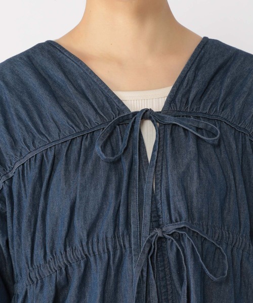 studio CLIP（スタディオクリップ）の「ダブルフロントリボンチュニックブラウス（シャツ/ブラウス・レディース・インディゴブルー/イエロー/オフホワイト・FREE）」の7枚目の写真
