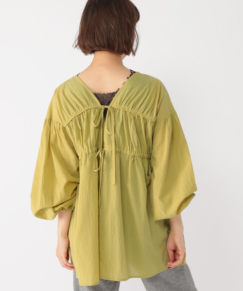studio CLIP（スタディオクリップ）の「ダブルフロントリボンチュニックブラウス（シャツ/ブラウス・レディース・インディゴブルー/イエロー/オフホワイト・FREE）」の4枚目の写真