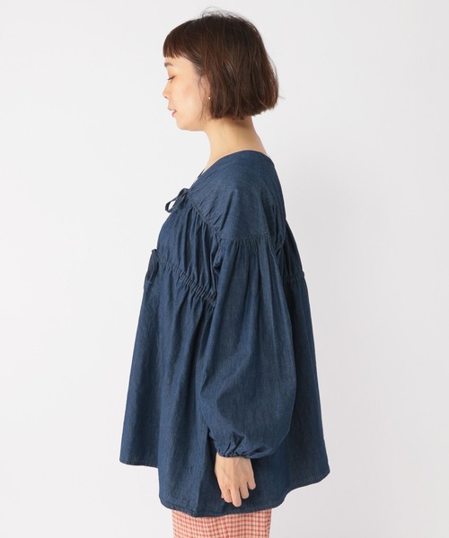 studio CLIP（スタディオクリップ）の「ダブルフロントリボンチュニックブラウス（シャツ/ブラウス・レディース・インディゴブルー/イエロー/オフホワイト・FREE）」の13枚目の写真