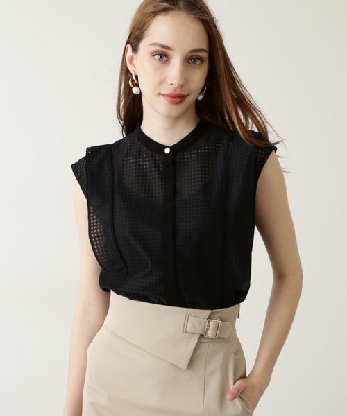 PINKY&DIANNE(ピンキーアンドダイアン)の「◆ラッセルチェックコンビブラウス(シャツ/ブラウス・レディース・ブラック/パープル系その他2・38)」の2枚目の写真