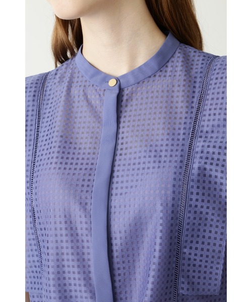 PINKY&DIANNE(ピンキーアンドダイアン)の「◆ラッセルチェックコンビブラウス(シャツ/ブラウス・レディース・ブラック/パープル系その他2・38)」の4枚目の写真