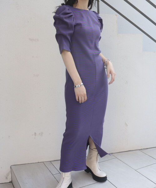 fredy emue（フレディエミュ）の「テレコボーダー袖ボリュームワンピース（前後2WAY）（ワンピース・レディース・パープル系その他/ブラウン系その他・36/38）」の15枚目の写真