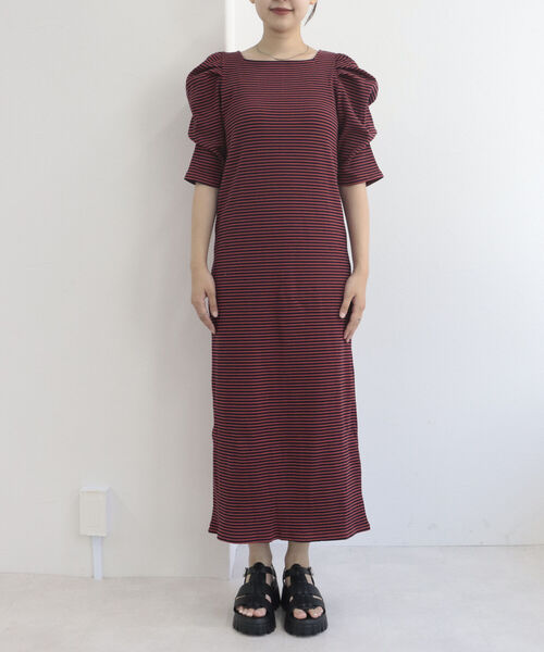 fredy emue（フレディエミュ）の「テレコボーダー袖ボリュームワンピース（前後2WAY）（ワンピース・レディース・パープル系その他/ブラウン系その他・36/38）」の16枚目の写真