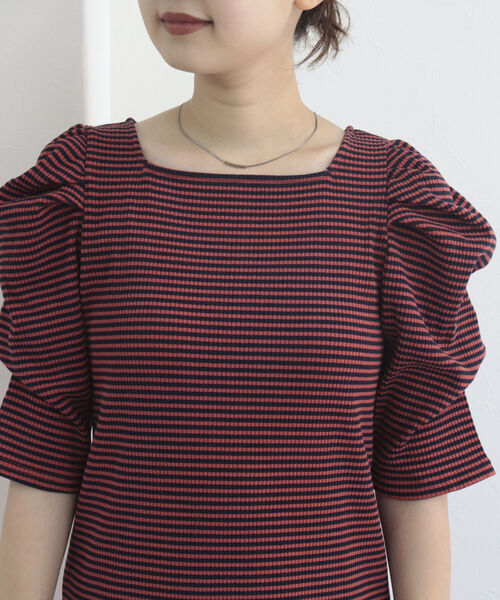 fredy emue（フレディエミュ）の「テレコボーダー袖ボリュームワンピース（前後2WAY）（ワンピース・レディース・パープル系その他/ブラウン系その他・36/38）」の20枚目の写真