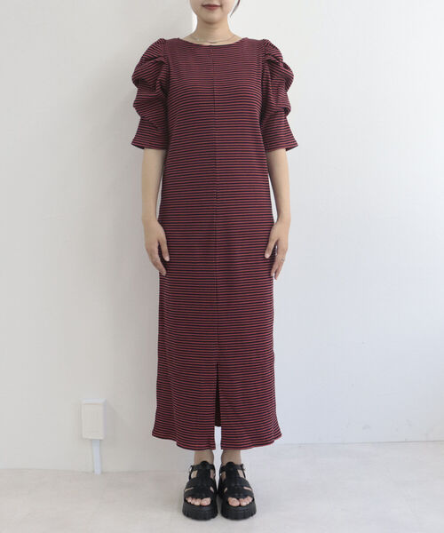 fredy emue（フレディエミュ）の「テレコボーダー袖ボリュームワンピース（前後2WAY）（ワンピース・レディース・パープル系その他/ブラウン系その他・36/38）」の22枚目の写真