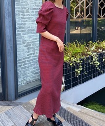 fredy emue | テレコボーダー袖ボリュームワンピース（前後２WAY）(ワンピース)