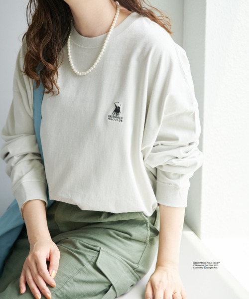 Daily russet（デイリー ラシット）の「【GREENWICH POLO CLUB】別注ロンT（Tシャツ/カットソー・レディース・ブラック/ベージュ/グレー・FREE）」の2枚目の写真