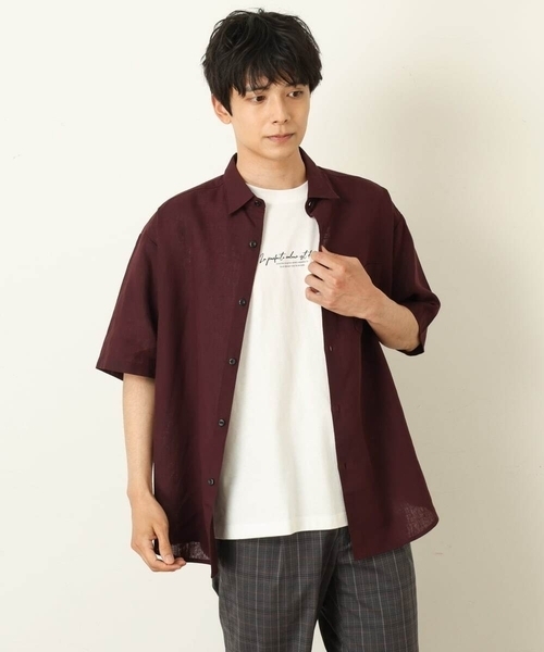 a.v.v（アーヴェヴェ）の「【S-XXL】ハイブリッドリネンワイドシルエットシャツ（シャツ/ブラウス・メンズ・ネイビー/ミント/ボルドー/ベージュ/ブルー・48/50/44/46/52）」の20枚目の写真