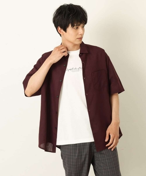 a.v.v（アーヴェヴェ）の「【S-XXL】ハイブリッドリネンワイドシルエットシャツ（シャツ/ブラウス・メンズ・ネイビー/ミント/ボルドー/ベージュ/ブルー・48/50/44/46/52）」の19枚目の写真