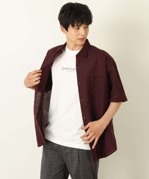 a.v.v（アーヴェヴェ）の「【S-XXL】ハイブリッドリネンワイドシルエットシャツ（シャツ/ブラウス・メンズ・ネイビー/ミント/ボルドー/ベージュ/ブルー・48/50/44/46/52）」の18枚目の写真